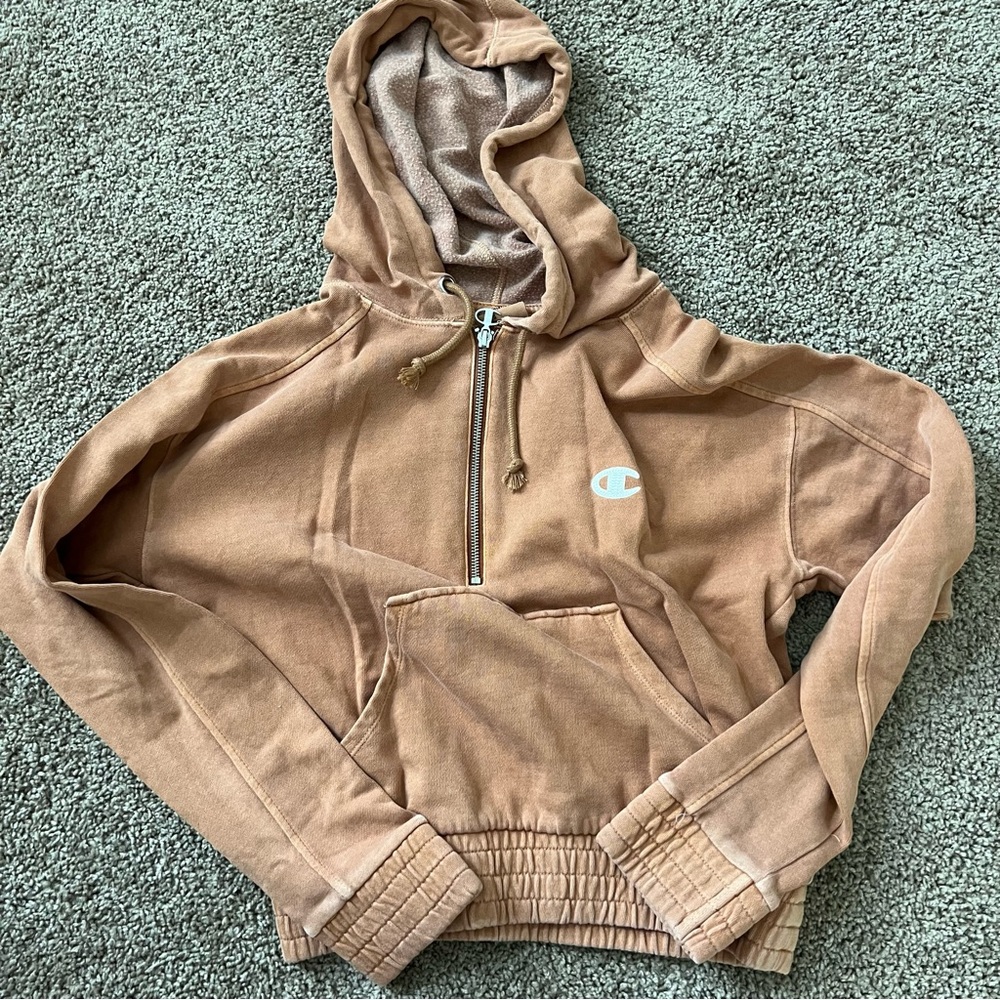 Champion Light Brown Half-Zip Hoodie